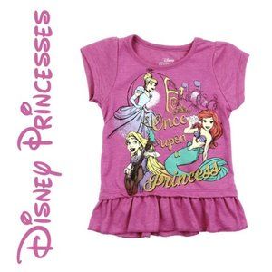 🎁GLITTER Disney Fuchsia Princesses Shirt. Toddler